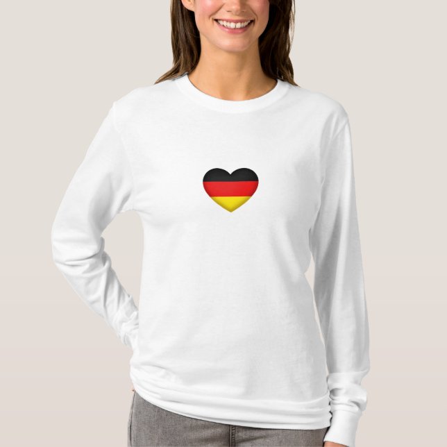 Black Red Gold  Flag Colours Heart German Pride T-Shirt (Front)