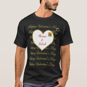 Black Red Gold Heart Modern Valentines Day Men T-Shirt