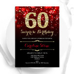 Black Red Gold Surprise 60th Birthday Invitation<br><div class="desc">Surprise 60th birthday party invitation. Elegant red black design with faux glitter gold. Features stylish diamonds, bokeh lights and script font. Men or women bday invite. Perfect for a stylish adult birthday party. Personalise with your own details. Message me if you need further customisation. Printed Zazzle invitations or instant download...</div>