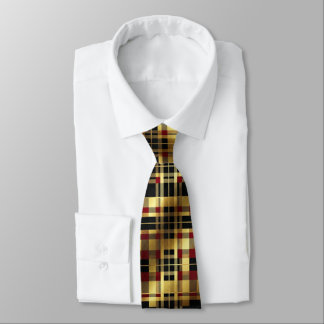 Black Red & Gold Tartan Plaid Tie