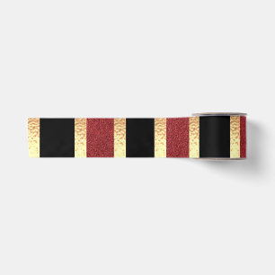 Black Red Golden Stripes Modern Satin Ribbon