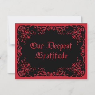 Black Red Gothic Wedding Thank You Card