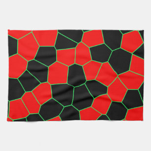 Black Red Green Modern Trendy Pattern Tea Towel
