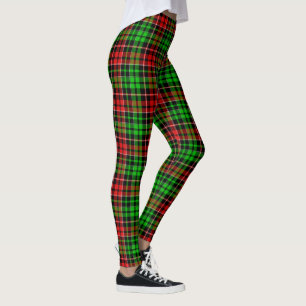 Black Red Green Plaid Tartan Design  Leggings