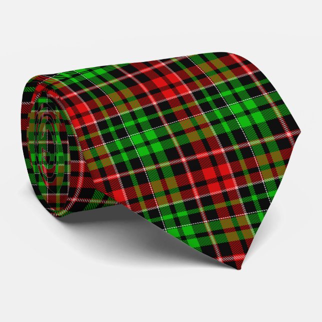Black Red Green Plaid Tartan Design  Tie (Rolled)