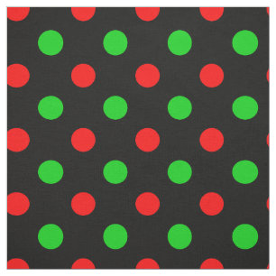 Black Red Green Polka Dots Design Fabric