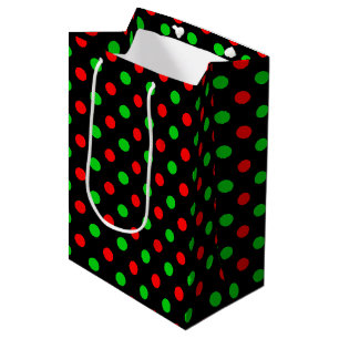 Black Red Green Polka Dots Design  Medium Gift Bag
