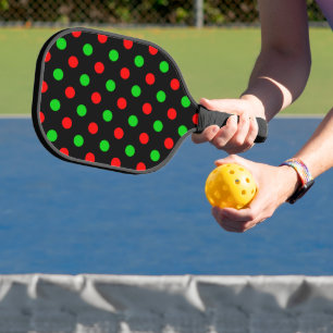 Black Red Green Polka Dots Design  Pickleball Paddle