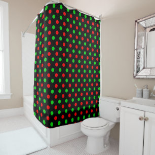 Black Red Green Polka Dots Design  Shower Curtain