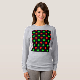 Black Red Green Polka Dots Design  T-Shirt