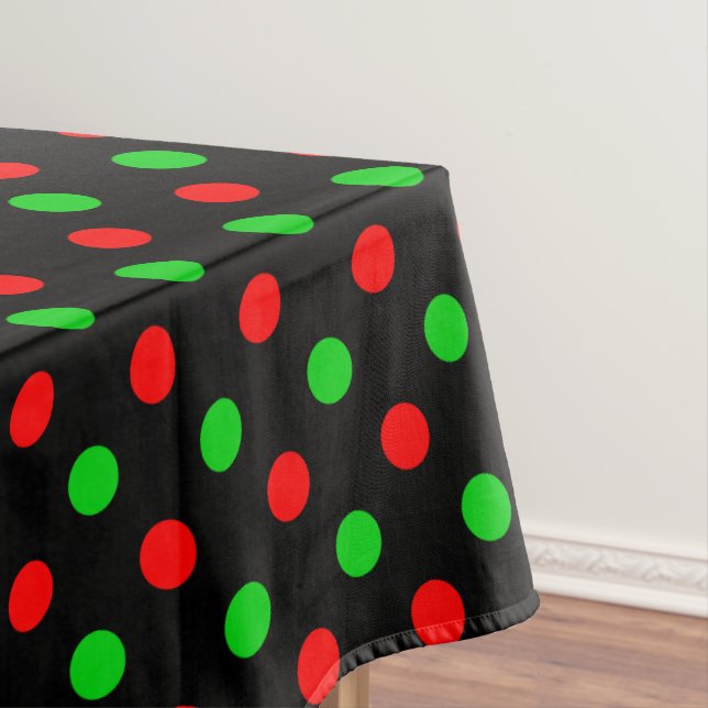 Black Red Green Polka Dots Design  Tablecloth (In Situ)
