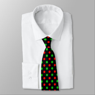 Black Red Green Polka Dots Design Tie