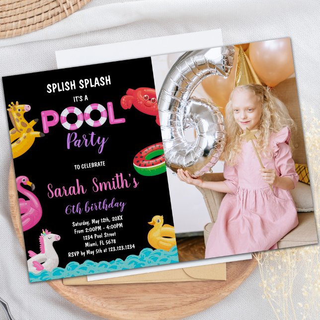 Black Red Green Pool Birthday Invitations photo (Black Red Green Pool Birthday Invitations photo)