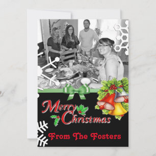 Black, Red, Green Snowflake Christmas Card