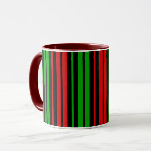 Black Red Green Stripes Pattern Mug