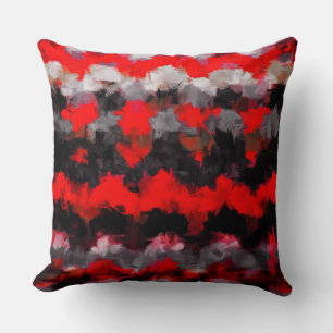 Black Red Grey Abstract Painting Cushion