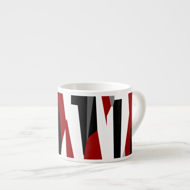 Black red grey and white espresso cup (Front Right)