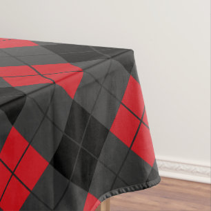Black, Red & Grey Plaid Checked - Tablecloth