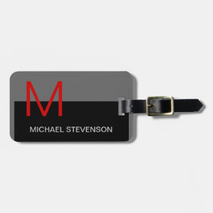 Black Red Grey Script Custom Name Bag Tag
