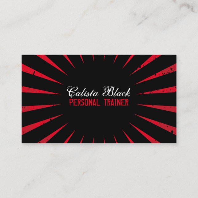 Black & Red Grunge Burst Custom Bizcards Business Card (Front)