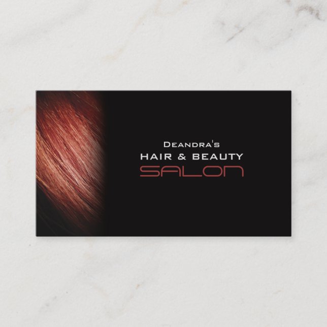 Black Red Hair Salon Appointment Business Card (Front)