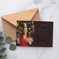 Black red hand-drawn bow photo birthday