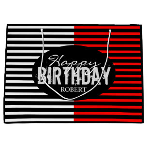 Black & Red Happy Birthday Large Gift Bag
