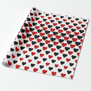Black & Red Heart Valentine Wrapping Paper