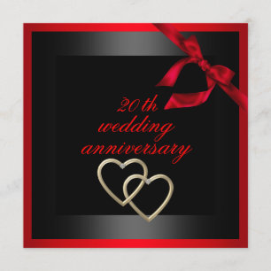 Black & Red Heart wedding anniversary Invite