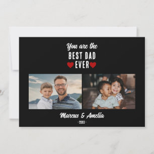Black Red Hearts Happy Father's Day 2 Photos  Holiday Card