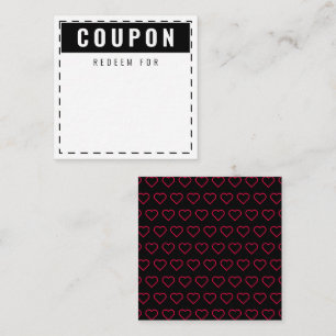Black & Red Hearts Pattern Modern Blank Coupons Card