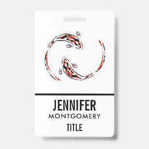 Black & Red Japanese Koi Fish Artistic ID Badge
