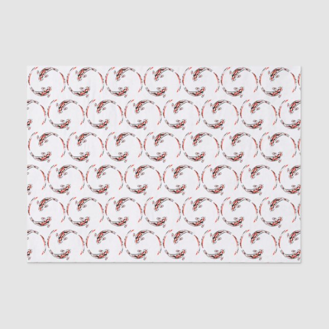 Black & Red Japanese Koi Fish Artistic Pattern Tissue Paper (Front)