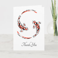 Black & Red Japanese Koi Fish Artistic Thank You