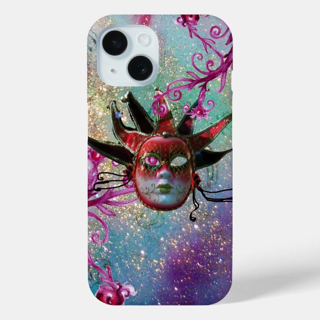 BLACK RED JESTER MASK Masquerade Party Blue Green Case-Mate iPhone Case (Back)