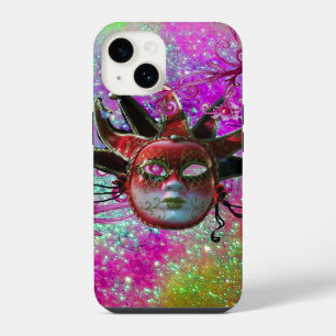 BLACK RED JESTER MASK Masquerade Party Purple Blue iPhone 14 Case
