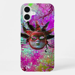 BLACK RED JESTER MASK Masquerade Party Purple Blue iPhone 16 Plus Case