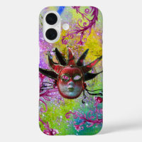 BLACK RED JESTER MASK Masquerade Purple Green