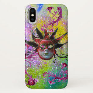 BLACK RED JESTER MASK Masquerade Purple Green Case-Mate iPhone Case