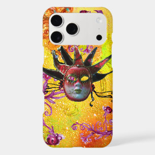 BLACK RED JESTER MASK Masquerade Yellow Purple