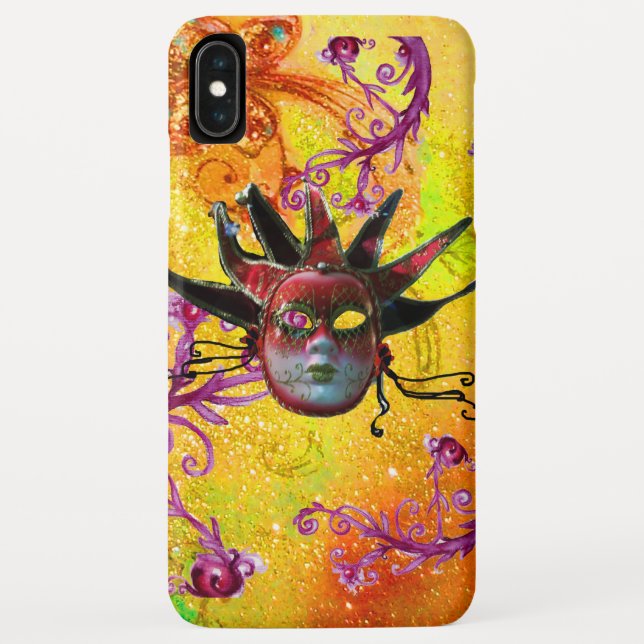 BLACK RED JESTER MASK Masquerade Yellow  Purple Case-Mate iPhone Case (Back)