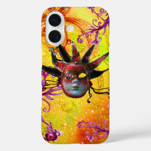 BLACK RED JESTER MASK Masquerade Yellow  Purple iPhone 16 Case