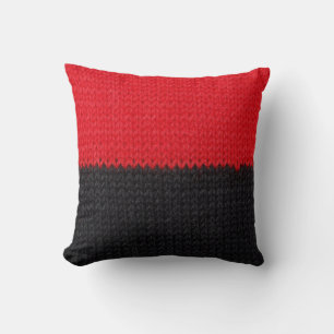 Black-red knit: striped closeup. cushion