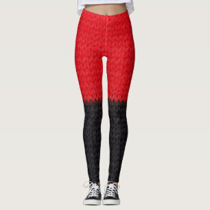 Black-red knit: striped closeup. leggings