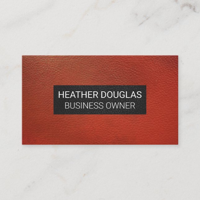 Black Red Leather Background Business Card (Front)