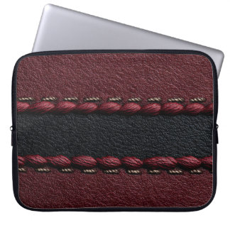 Black & Red Leather Effect Laptop Sleeve