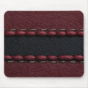 Black & Red Leather Effect Mouse Pad