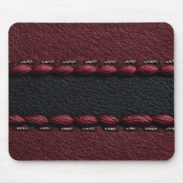 Black & Red Leather Effect Mouse Pad (Front)