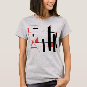 Black Red Lines Shapes Geometric Abstract MCM Look T-Shirt