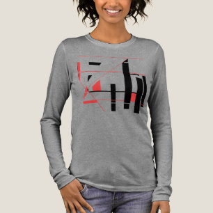 Black Red Lines Shapes Geometric MCM-inspired Tri-Blend Shirt